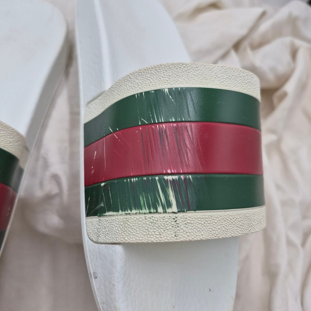 GUCCI Pursuit Stripes White Pool Slides 27 Gucci Web Mens Size US 8 - Picture 3 of 15